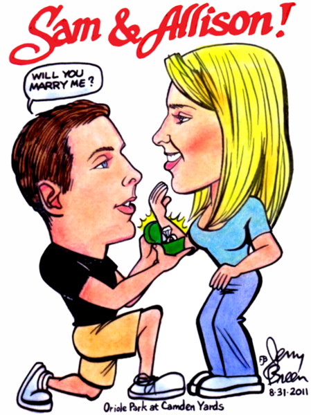 marriage proposal caricature wedding cartoon