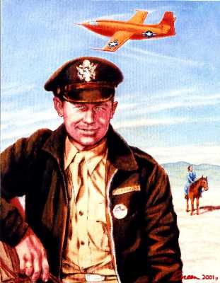 Baltimore portrait from photo of Chuck Yeager