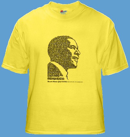 Obama portrait calligraphy t-shirt